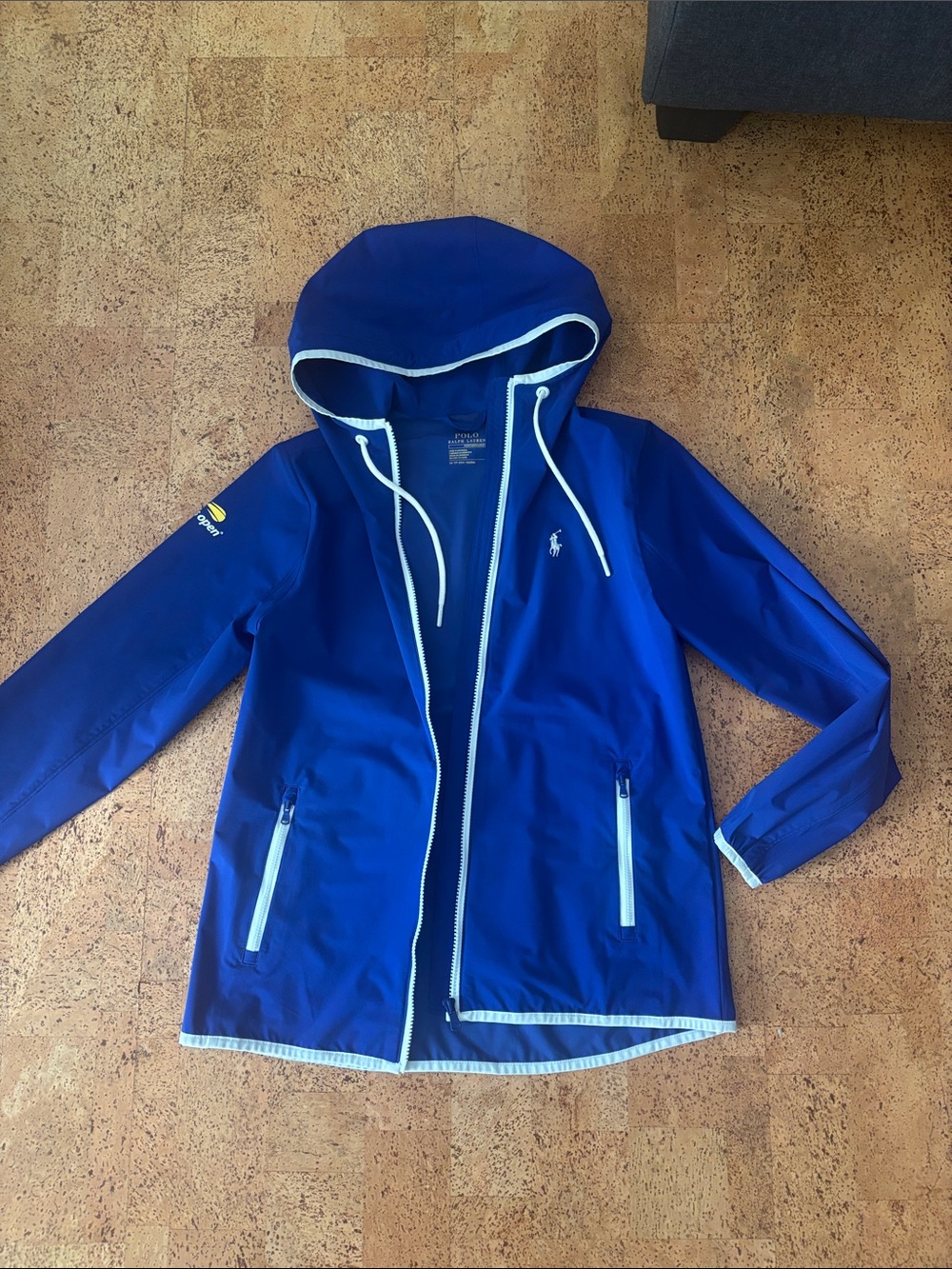 Polo by Ralph Lauren Royal Blue Hooded Raincoat with White Trim